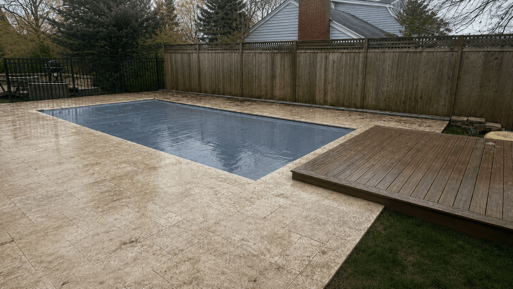Pool area before professional cleaning