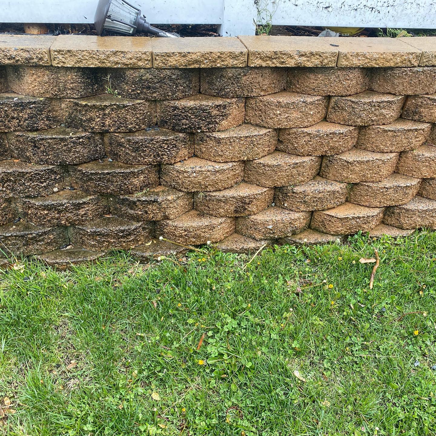 Cleaning result on an exterior wall